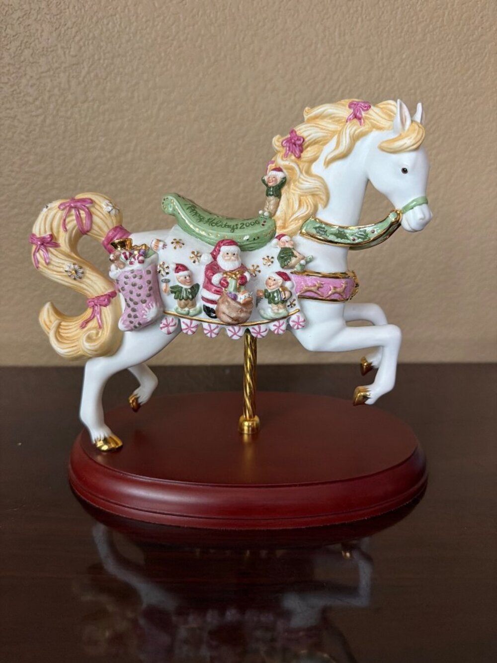 2006 Lenox Happy Holidays Christmas Carousel Horse Santa Elves Ltd Ed - No Box